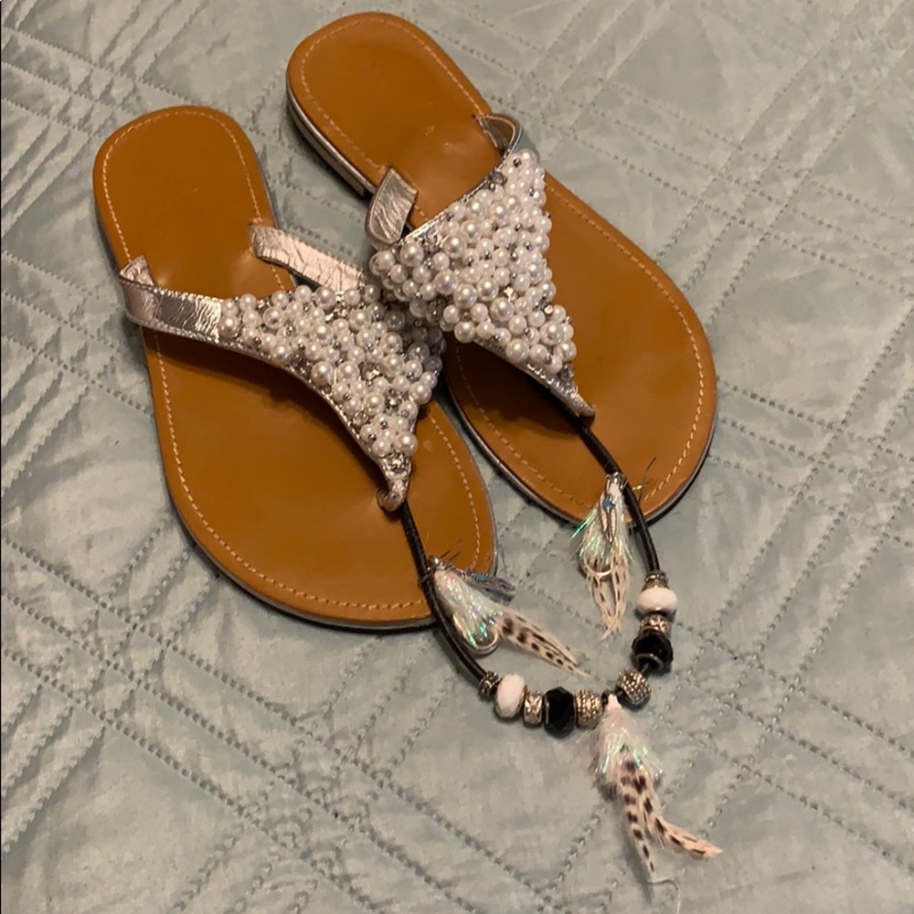 Pearl leather sandals BAMBOO 54 size7